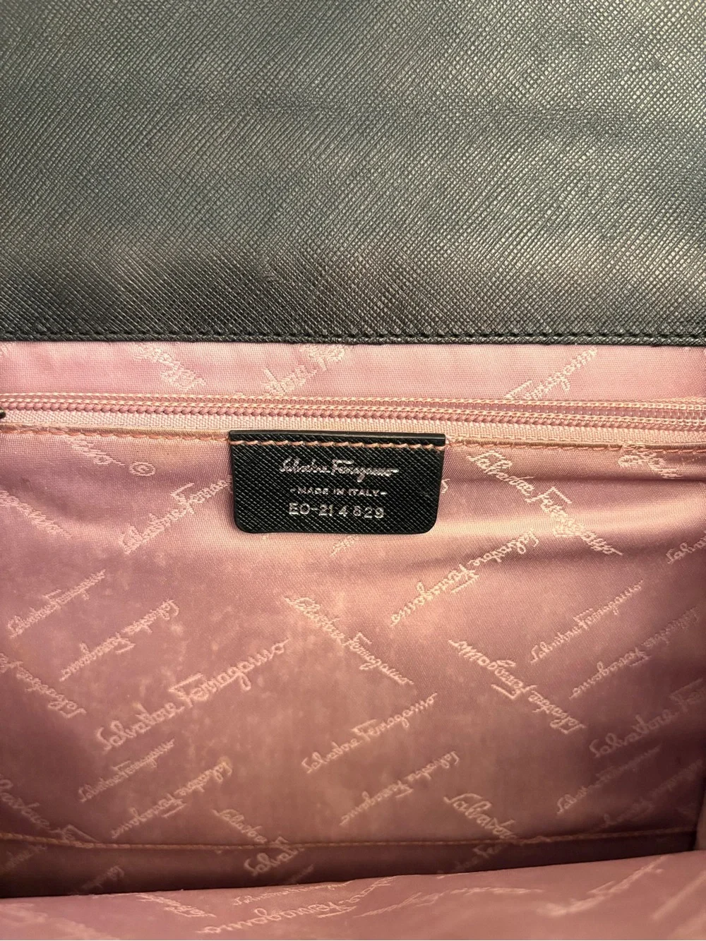 Salvatore Ferragamo Double Gancini Top Handle Black Leather Bag Made in Italy